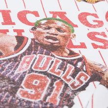 Load image into Gallery viewer, Men&#39;s Mitchell &amp; Ness Dennis Rodman White Chicago Bulls Playmaker Vintage T-Shirt
