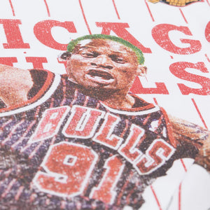 Men's Mitchell & Ness Dennis Rodman White Chicago Bulls Playmaker Vintage T-Shirt