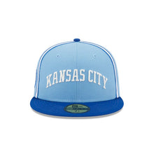 Load image into Gallery viewer, 59Fifty Kansas City Royals Powder Blues 2-Tone Light Blue/Royal - Green UV
