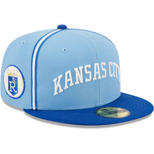 Load image into Gallery viewer, 59Fifty Kansas City Royals Powder Blues 2-Tone Light Blue/Royal - Green UV
