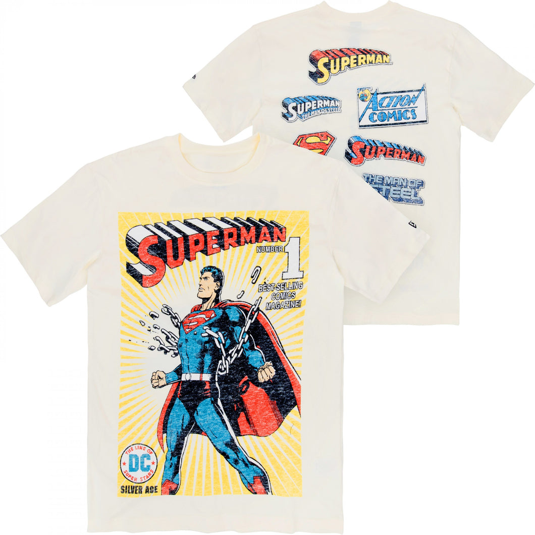 Men's New Era X DC Superman Logo Collection T-Shirt - Cream
