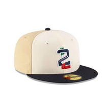 Load image into Gallery viewer, 59Fifty LMB Tecos De Los Dos Laredos Game Cap ALT Chrome/Tan/Navy - Black UV
