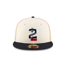 Load image into Gallery viewer, 59Fifty LMB Tecos De Los Dos Laredos Game Cap ALT Chrome/Tan/Navy - Black UV
