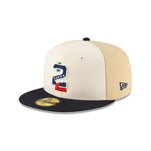 Load image into Gallery viewer, 59Fifty LMB Tecos De Los Dos Laredos Game Cap ALT Chrome/Tan/Navy - Black UV
