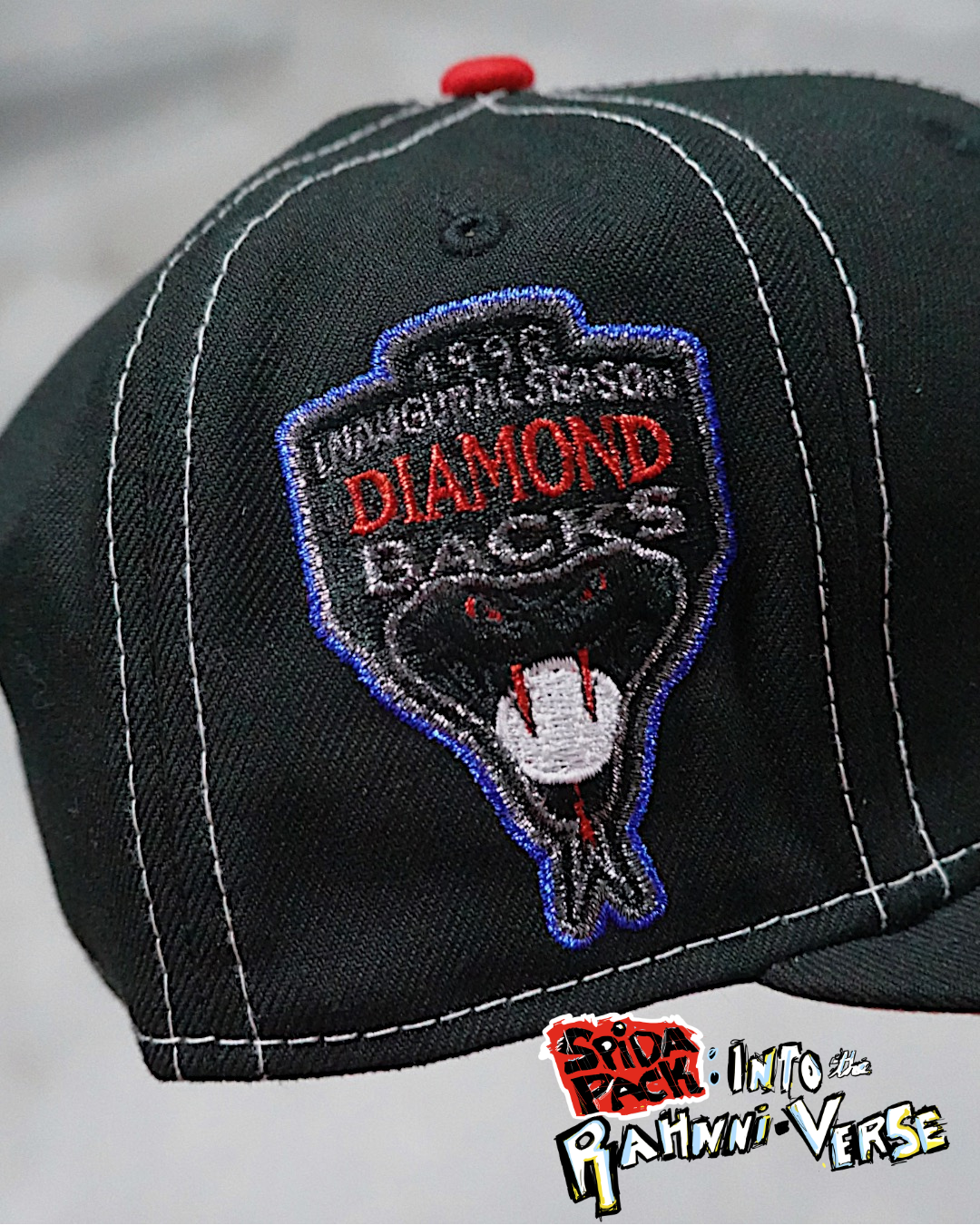あ*様 STONE  ロゴ ビッグワッペン VENOM DBACKS] 59FIFTY ARIZONA DIAMONDBACKS BLACK/WHITE - PINK UV