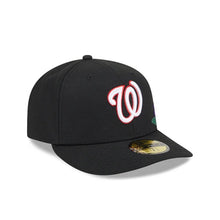 Load image into Gallery viewer, 59Fifty Washington Nationals New Era Black Tonal Floral Pre Curved Fitted Hat - Green UV
