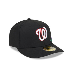 59Fifty Washington Nationals New Era Black Tonal Floral Pre Curved Fitted Hat - Green UV