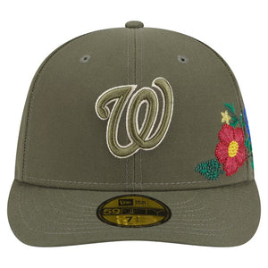 59Fifty Washington Nationals New Era Olive Tonal Floral Pre Curved Fitted Hat - Green UV