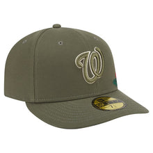 Load image into Gallery viewer, 59Fifty Washington Nationals New Era Olive Tonal Floral Pre Curved Fitted Hat - Green UV
