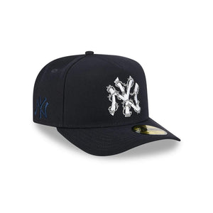 59Fifty A-Frame New York Yankees Navy Barbed Wire Pre Curved Fitted Hat - Gray UV