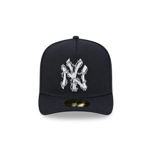 59Fifty A-Frame New York Yankees Navy Barbed Wire Pre Curved Fitted Hat - Gray UV