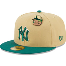 Load image into Gallery viewer, 59Fifty New York Yankees Elements 2-Tone Vegas Gold/Green - Gray UV
