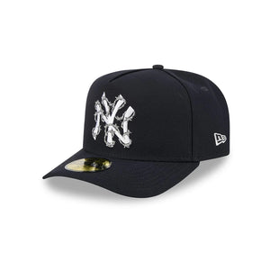 59Fifty A-Frame New York Yankees Navy Barbed Wire Pre Curved Fitted Hat - Gray UV