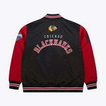 Load image into Gallery viewer, Mitchell &amp; Ness Men&#39;s Chicago Blackhawks Prime Time Full Snap Satin Jacket - Black/Red
