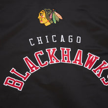 Load image into Gallery viewer, Mitchell &amp; Ness Men&#39;s Chicago Blackhawks Prime Time Full Snap Satin Jacket - Black/Red
