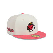 Load image into Gallery viewer, 59Fifty LMB x NEWERAMX Diablos del Mexico 3T &quot;Coral&quot; Stone/Chrome/Coral - Black UV
