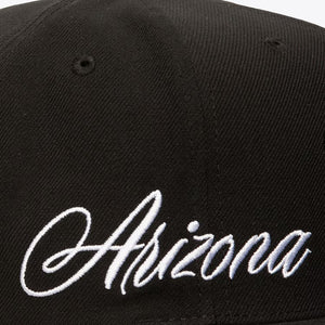 Just Don x MLB Arizona Diamondbacks Lux Script Snapback Hat - Black/Satin Green UV