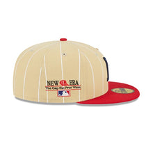 Load image into Gallery viewer, 59Fifty Day Milwaukee Braves x New Era 2-Tone Tan Pinstripe/Red- Green UV
