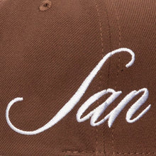 Load image into Gallery viewer, Just Don x MLB San Diego Padres Lux Script Snapback Hat - Brown/Satin Green UV
