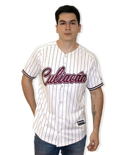 Load image into Gallery viewer, 2024 LAMP Pinstripe White/Maroon Tomateros de Culiacan &quot;Culiacan&quot; Script Jersey
