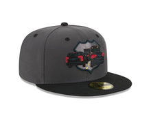 Load image into Gallery viewer, 59Fifty On Field MiLB Theme Night Lehigh Valley &quot;Traffic&quot; (Iron Pigs) Graphite/Black  - Grey UV
