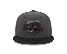 Load image into Gallery viewer, 59Fifty On Field MiLB Theme Night Lehigh Valley &quot;Traffic&quot; (Iron Pigs) Graphite/Black  - Grey UV
