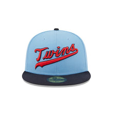 Load image into Gallery viewer, 59Fifty Minnesota Twins Powder Blues 2-Tone Light Blue/Navy- Green UV
