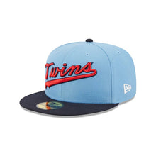 Load image into Gallery viewer, 59Fifty Minnesota Twins Powder Blues 2-Tone Light Blue/Navy- Green UV
