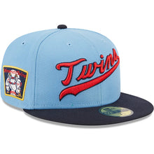 Load image into Gallery viewer, 59Fifty Minnesota Twins Powder Blues 2-Tone Light Blue/Navy- Green UV
