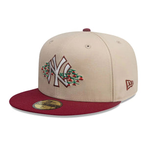 59Fifty New Era New York Yankees MLB City Element Chile Tan/Dark Red Fitted Hat - Green UV