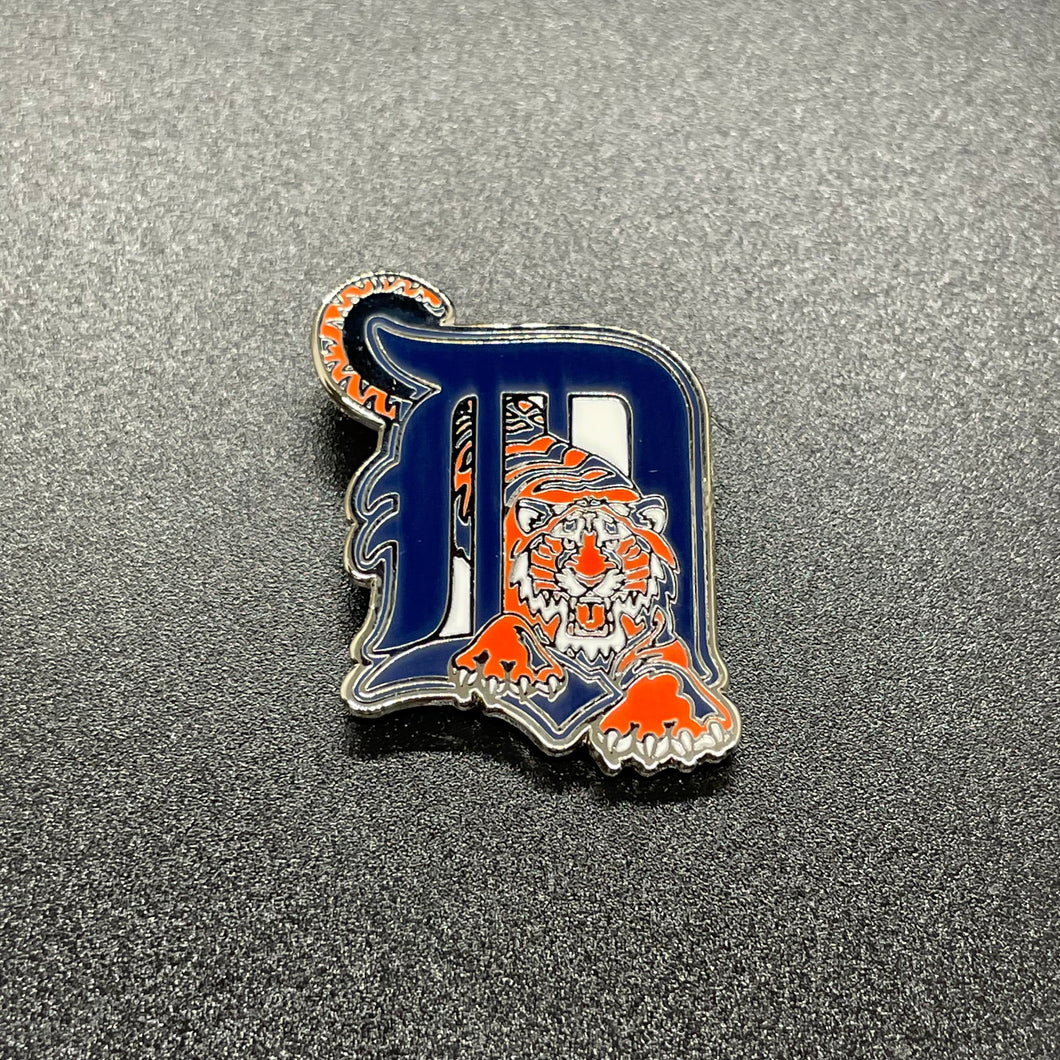 Detroit Walking Tiger Logo Hard Enamel Pin - 1.25in