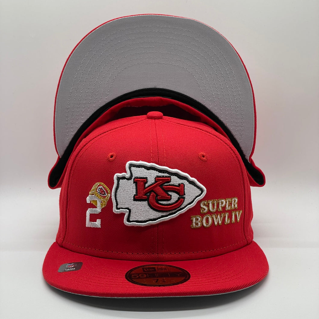 59FIFTY Kansas City Chiefs Count The Rings 2x Super Bowl Champions Red - Grey UV 8 1/8