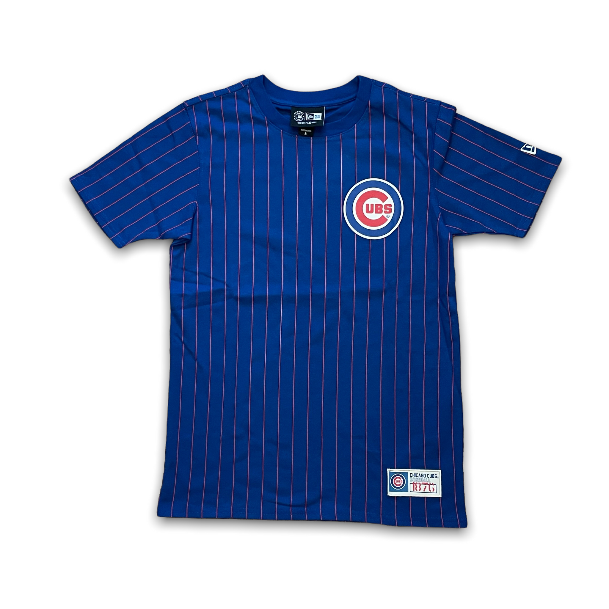 Chicago Cubs New Era Pinstripe T-Shirt - Blue XXX-Large