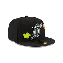 Load image into Gallery viewer, 59Fifty Florida Marlins Chain Stitch Floral Black - Pink UV
