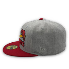 Load image into Gallery viewer, 59Fifty MiLB Portland Beavers 1956 Jersey Front 2-Tone Heather Grey/Red - Green UV
