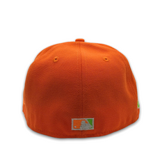Load image into Gallery viewer, 59Fifty Chicago Cubs Script 100yrs at Wrigley Orange - Green UV

