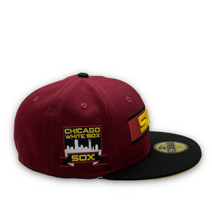CoC x Burdeens Chicago 'Sounds on Cermak' 59Fifty Chicago White Sox 2-Tone Maroon/Black - Yellow UV
