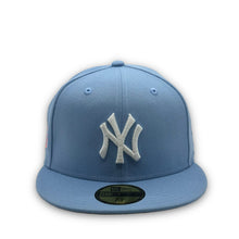 Load image into Gallery viewer, DifferentlyUptown x Burdeens 59Fifty New York Yankees 1999 WS Sky Blue - Grey UV
