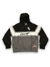 Load image into Gallery viewer, Chicago White Sox New Era 1/4 Zip Windbreaker with Hood - Black/Grey/White
