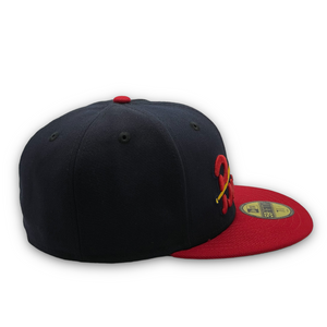 59Fifty MiLB Portland Beavers 1956 Jersey Front 2-Tone Navy/Red - Green UV