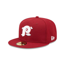 Load image into Gallery viewer, 59Fifty Philadelphia Phillies Comic Cloud 1980 World Series Maroon - Icy Blue UV
